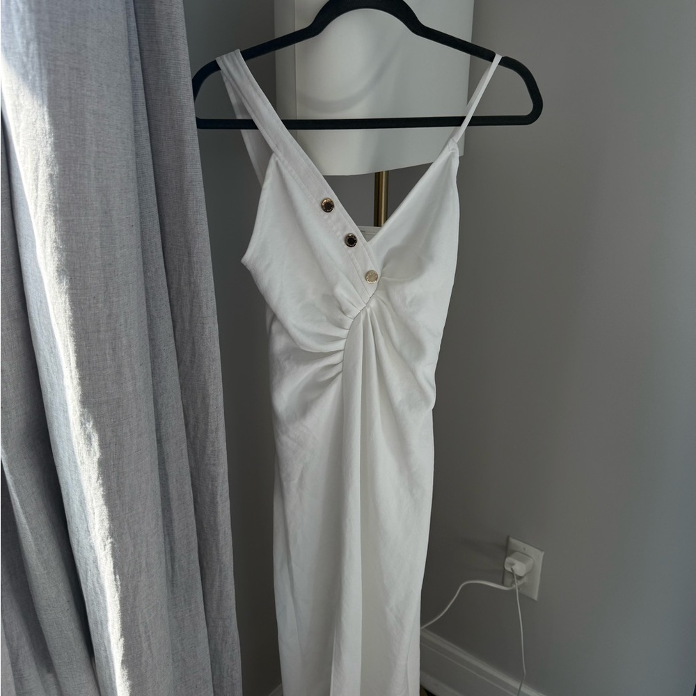 Sandro-Elegant White Button-Detail Dress-size 34